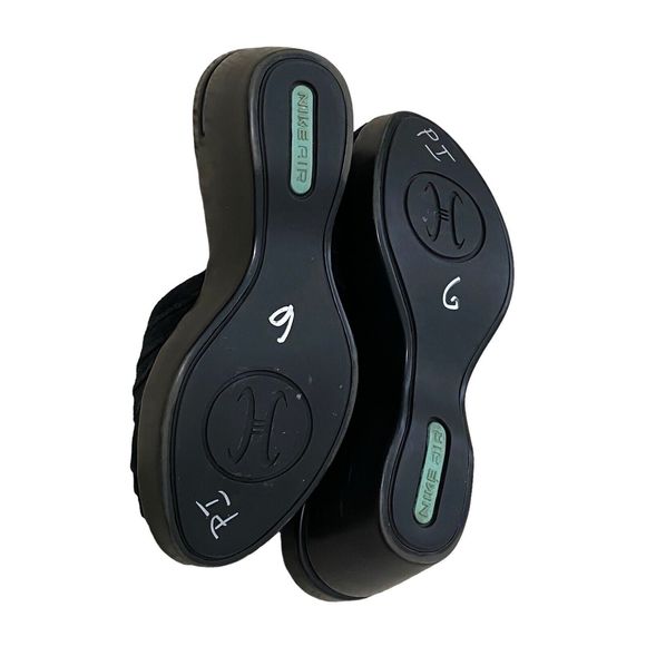 Women’s Cole Haan Nike Air Sandals Size 6 Wedge Heel Open Toe Shoes Black Suede - Picture 8 of 9